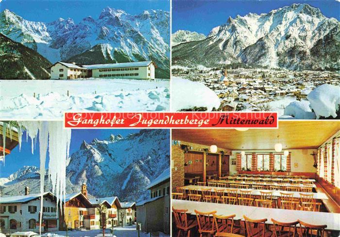 MITTENWALD Bayern Ganghofer Jugendherberge Fliegeraufnahme Ortspartie Speisesaal