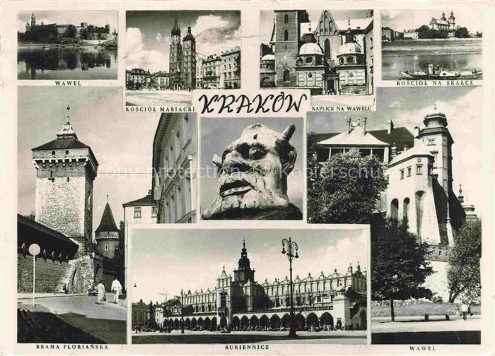 KRAKOW Krakau PL Wawel Kosciol Martacki Kaplice Kosciol na Skalce Brana Florians