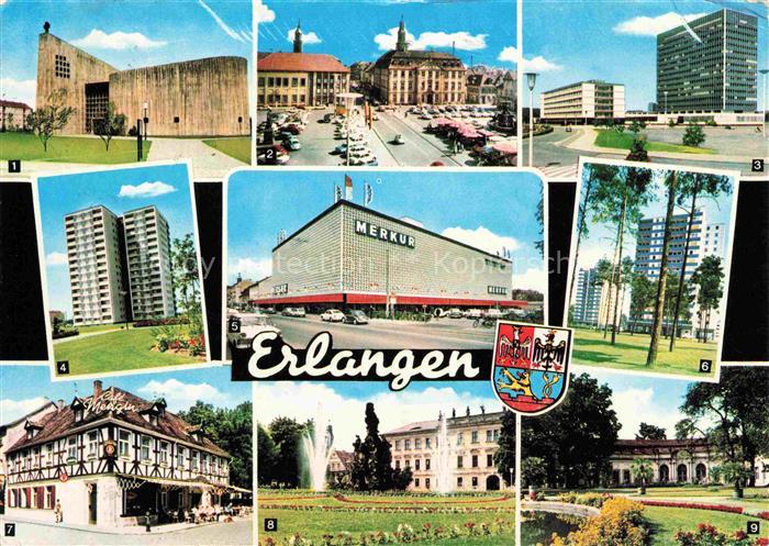 ERLANGEN Bayern Erloeserkirche Palais Stutterheim Siemens Werke Hochhaeuser Cafe