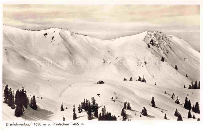 Gunzesried Blaichach Bayern Dreifahnenkopf mit Printschen