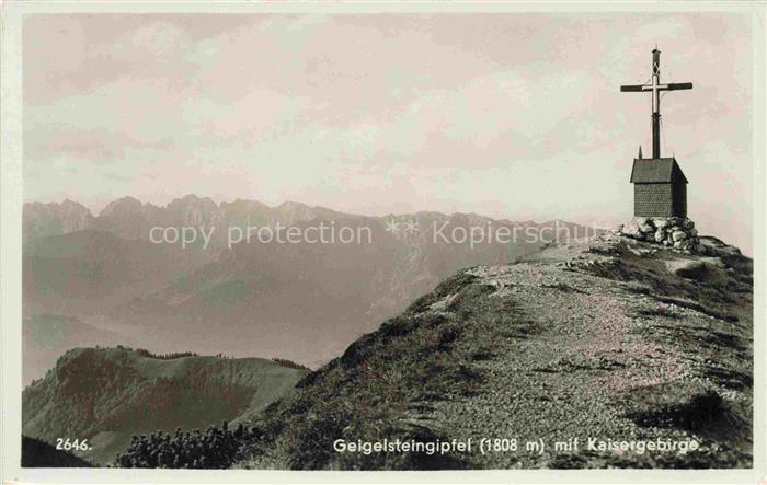 Geigelstein 1808m Naturschutzgebiet Ettenhausen Schleching Gipfel mit Kaisergebi