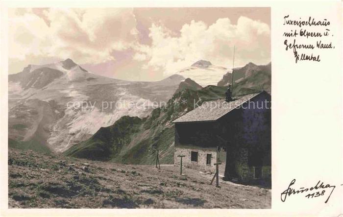 Tuxerjochhaus 2340m Tirol AT mit Olperer und Gefrorene Wand
