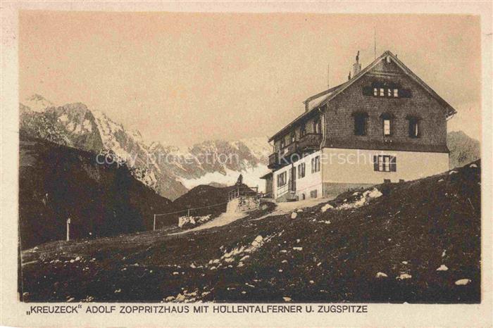 KREUZECK Garmisch-Partenkirchen Adolf Zoppritzhaus mit Hoellentalferner und Zugs