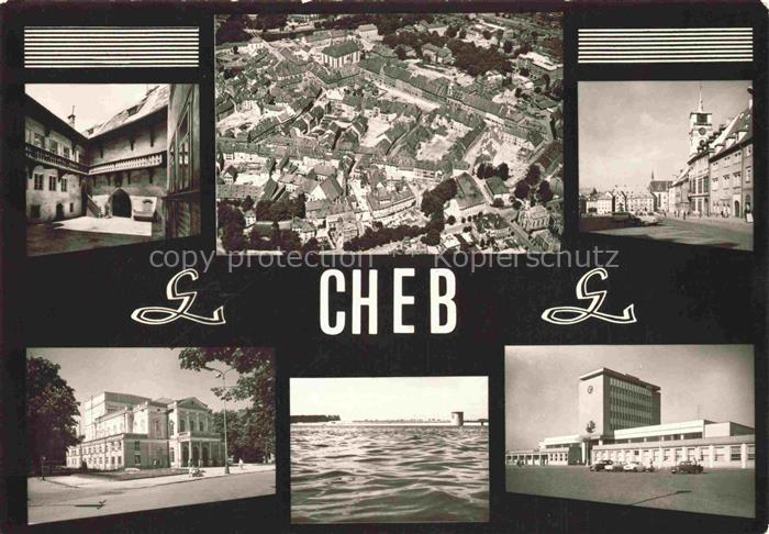 Cheb Eger CZ Innenhof Fliegeraufnahme Hotels Seepartie