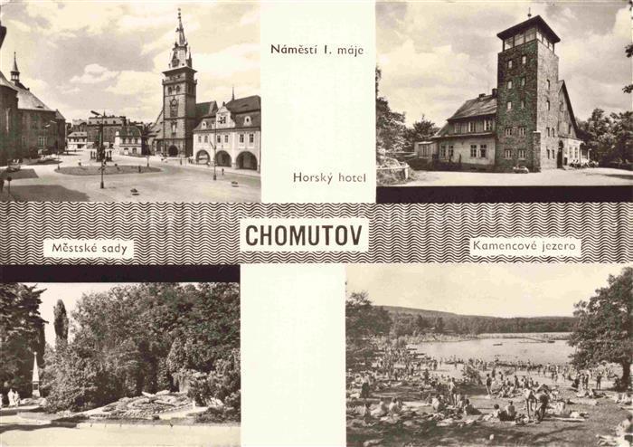 CHOMUTOV Komotau CZ Mestske sady Namesti I maje Horsky hotel Kamencove  jezero