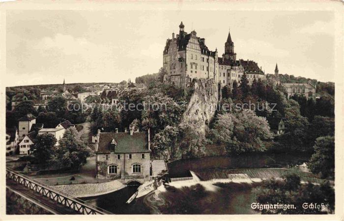 Sigmaringen Donau BW Schloss-Sigmaringen Hohenzollern Donau Felssporn Bruecke St