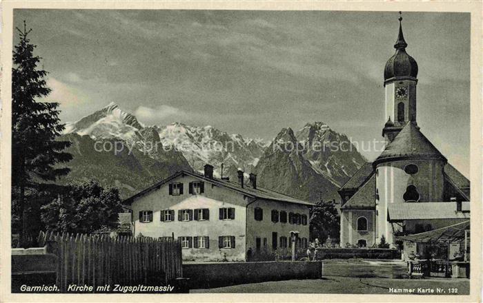 GARMISCH-PARTENKIRCHEN Bayern Kirche Zugspitzmassiv Zugspitze Zwiebelturm Alpen