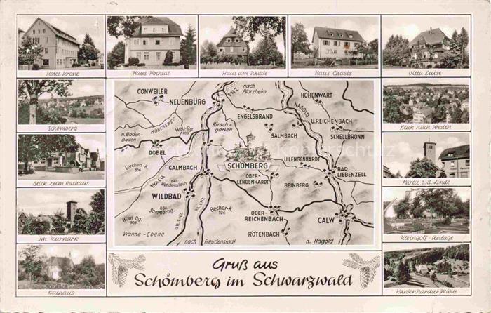 Schoemberg  Schwarzwald Calw BW Kurort Hotel-Krone Kurpark Rathaus Kleingolf-Anl