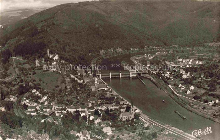 Hirschhorn Neckar Hessen Neckar Fluss Staustufe Burg Kirche Tal Haeuser Wehr Sch
