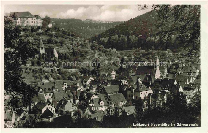 Neuenbuerg Enz BW Schwarzwald Tal Schloss Kirche Haeuser Nadelwald Huegel