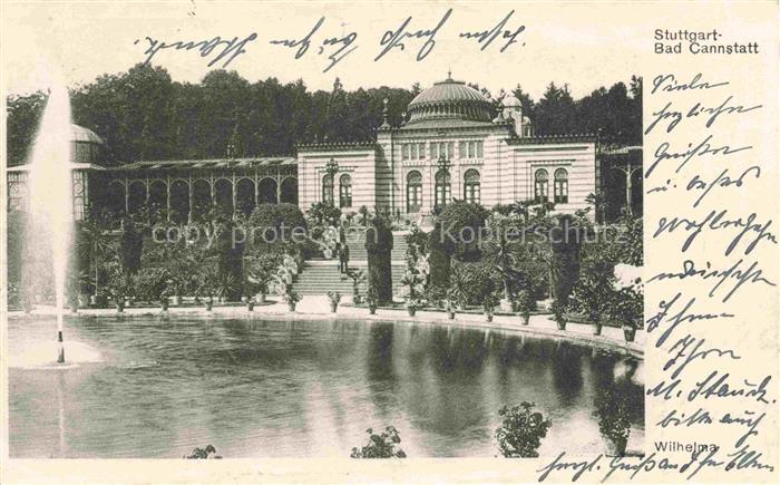 Bad Cannstatt Wilhelma Springbrunnen Teich Kurpark Maurischer-Bau Palmen Pergola