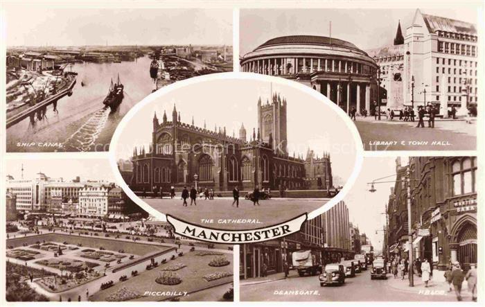 MANCHESTER  UK Ship-Canal Bibliothek Town-Hall Kathedrale Piccadilly Deansgate M