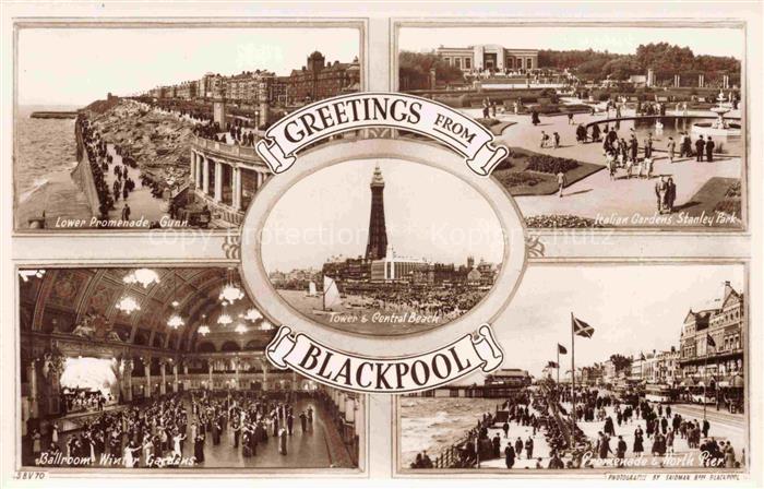 BLACKPOOL  UK Lower-Promenade Gynn Italian-Gardens Stanley-Park Blackpool-Tower