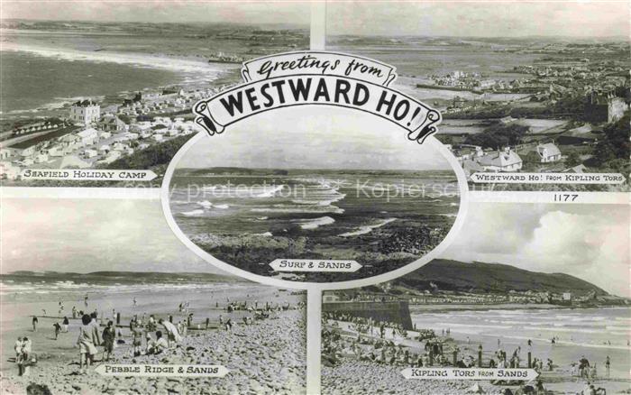 Westward Ho! Torridge Devon UK Seafield-Holiday-Camp Kipling-Tors Surf-Sands Peb