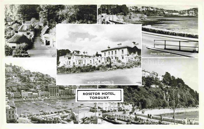 Babbacombe Torquay Torbay UK Rosetor-Hotel Cockington Livermead Hafen Felsen Pro