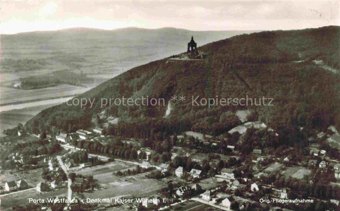 PORTA WESTFALICA NRW Kaiser-Wilhelm-Denkmal Weser Luftbild Restaurant Minden Tal