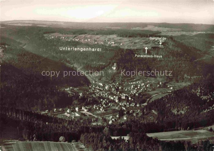 Unterlengenhardt Bad Liebenzell BW Luftbild Paracelsus-Haus Burghalde Schwarzwal