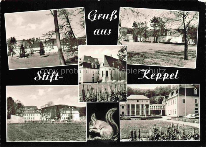 Keppel (Stift) Allenbach Siegen NRW Mehrbildkarte Stiftskirche Stiftsgebaeude Ei