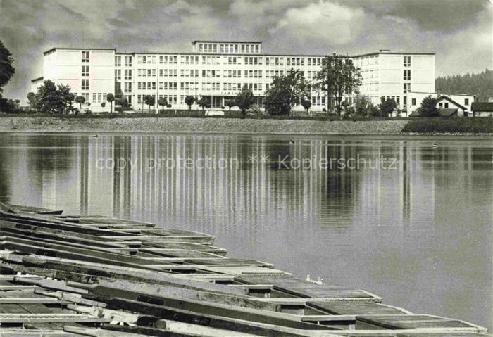 JABLONEC  NAD NISOU Gablonz Neisse CZ Jablonex See Ruderboote Verwaltungsgebaeud
