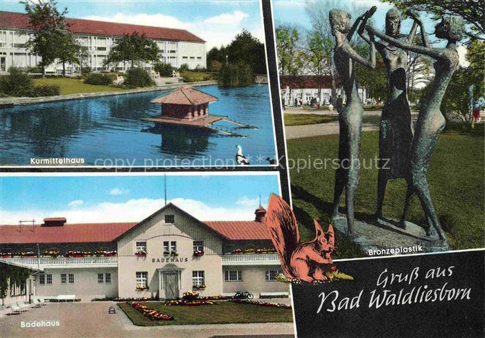 Bad Waldliesborn Kurmittelhaus Bronzeplastik Badehaus Kurpark Teich Skulptur Kur