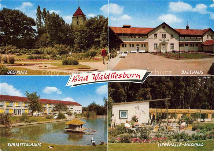 Bad Waldliesborn Golfplatz Badehaus Kurmittelhaus Liegehalle-Milchbar Teich Kurp