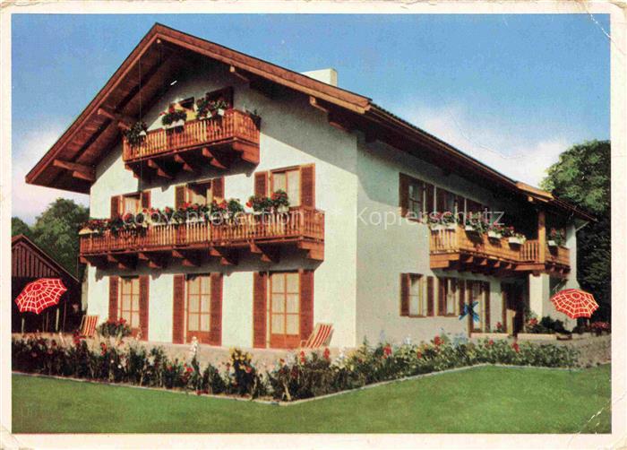 Toelz BAD ToeLZ Kur-Sanatorium-Sonneneck Balkon Blumenkaesten Garten Sonnenschir