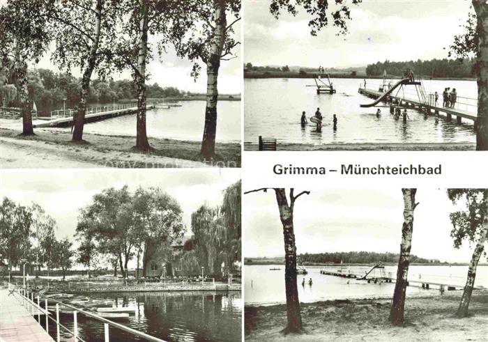 Grimma Sachsen Muenchteichbad Badestrand See Sprungbrett Birken Badegaeste Rutsc