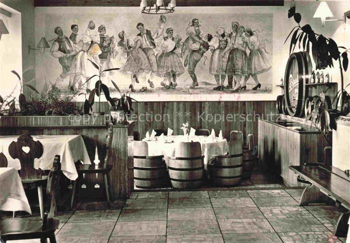 PLZEN Pilsen CZ Prazdroj-Bierrestaurant Urquell Wandgemaelde Volkstanz Bierfaess