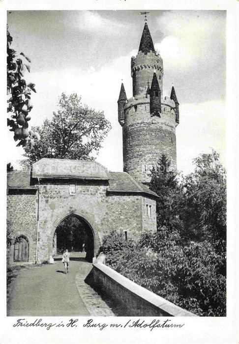 Friedberg  Hessen Adolfsturm Burg Burgtor Mauer Turm Baeume Weg Kind Mittelalter