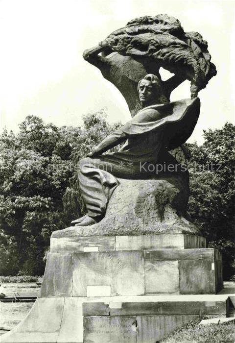 WARSZAWA Warschau PL Chopin-Denkmal Pomnik-Chopina Statue Bronze Łazienki-Park B