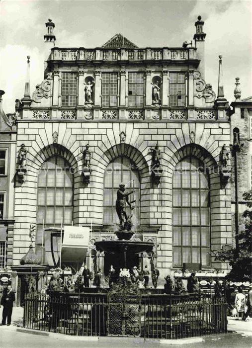 Danzig GDANSK PL Artushof Dwor-Artusa Neptunbrunnen Neptun Fassade Skulpturen Bo