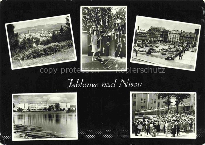 JABLONEC  NAD NISOU Gablonz Neisse CZ Stadtansicht Glaskunst Marktplatz See Kong