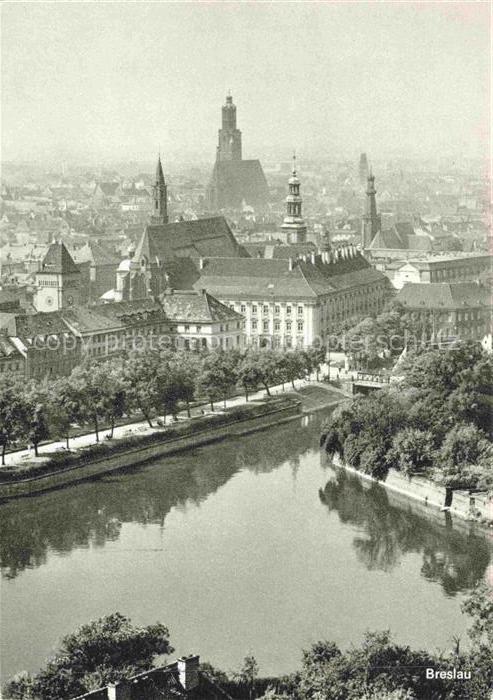 WROCLAW Breslau PL Stadtansicht Oder Kreuzkirche Elisabethkirche Tuerme Stadtbil