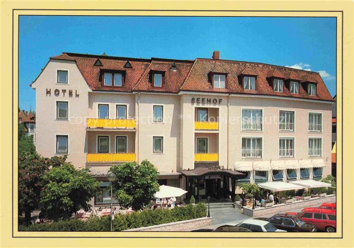Starnberg Starnbergersee Bayern Hotel-Seehof Bahnhofplatz Terrasse Sonnenschirme