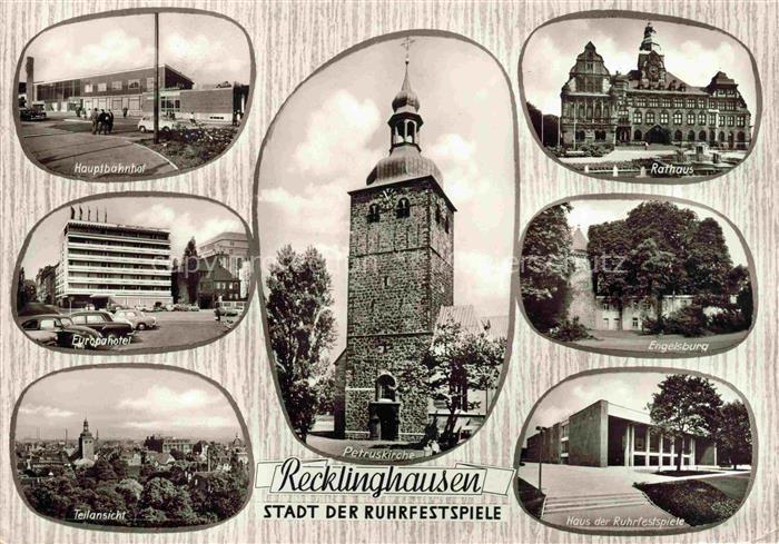 RECKLINGHAUSEN  NRW Hauptbahnhof Rathaus Europahotel Petruskirche Engelsburg Hau