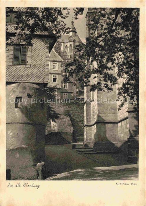 Neustadt Marburg Hessen Altmarburg Stadtmauer Gasse Treppenstufen Fachwerk Kirch