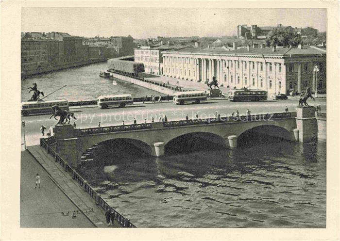 ST PETERSBURG  Leningrad Petrograd RU Anitschkow-Bruecke Fontanka Fluss Pferdesk