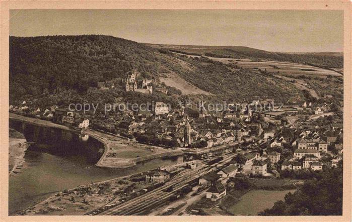 Wertheim Main Panorama Blick vom Wartberg mit dem Einfluss der Tauber in den Mai