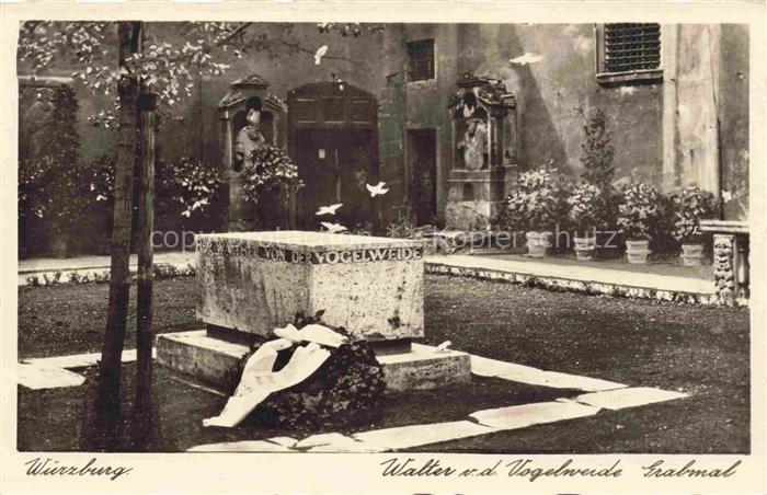WueRZBURG Bayern Walter von der Vogelweide Grabmal