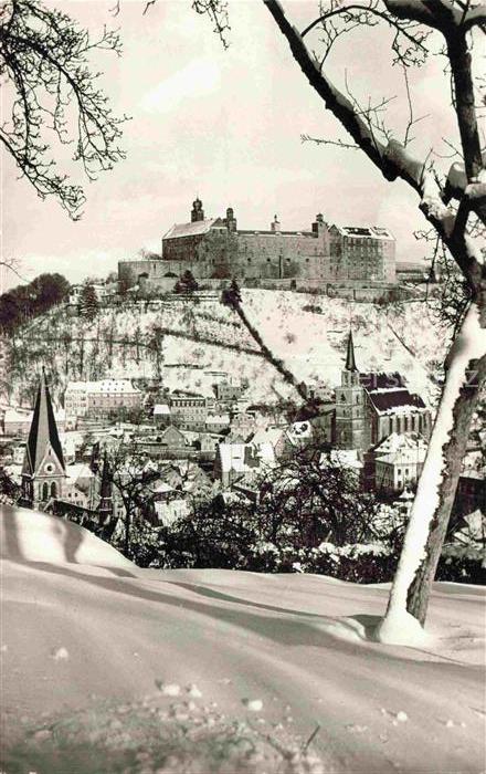Kulmbach Bayern Winterpanorama mit Blick zur Plassenburg