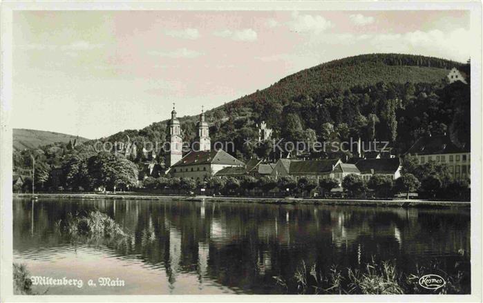 MILTENBERG Main Blick ueber den Main zum Ort Kirche