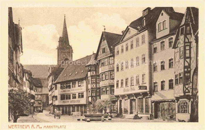 Wertheim Main Marktplatz Altstadt Fachwerkhaeuser Kirche