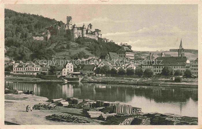 Wertheim Main Uferpartie am Main Blick zum Schloss