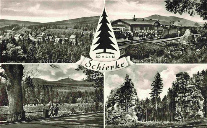 Schierke Harz Panorama Bahnhof Waldpartie Felsen