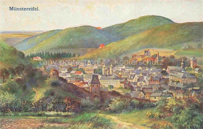 Muenstereifel Bad NRW Panorama Kuenstlerkarte Nr. 3019