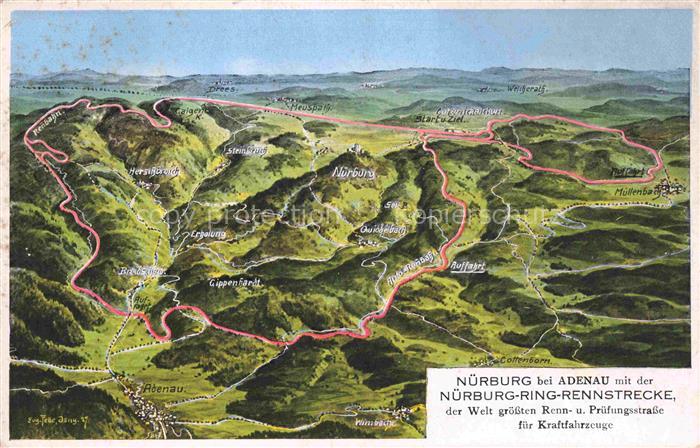 Nuerburg Eifel Adenau Rheinland-Pfalz Nuerburg-Ring-Rennstrecke Panoramakarte au
