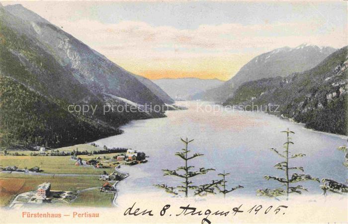 Pertisau Achensee Tirol AT Panorama Blick ueber den See Hotel Fuerstenhaus
