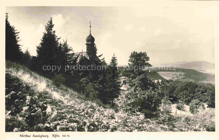 Kreuzberg  932m Rhoen Kloster Bischofsheim Landschaftspanorama mit Kloster Handa