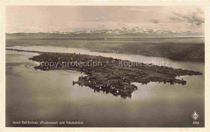 Insel Reichenau Panorama Blick auf die Alpen