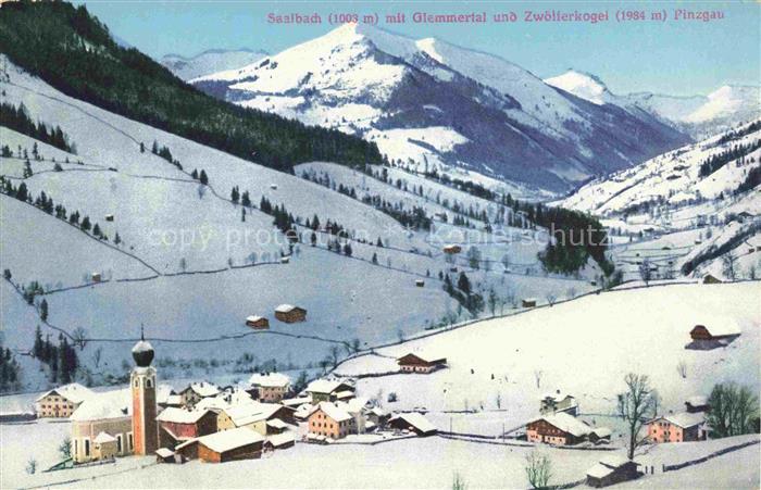 Saalbach -Hinterglemm Pinzgau-Pongau AT Winterpanorama mit Glemmertal und Zwoelf